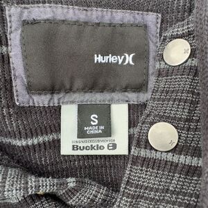 Hurley Unisex Striped Gray Pullover Hoodie Size S Long Sleeve Kangaroo Pocket